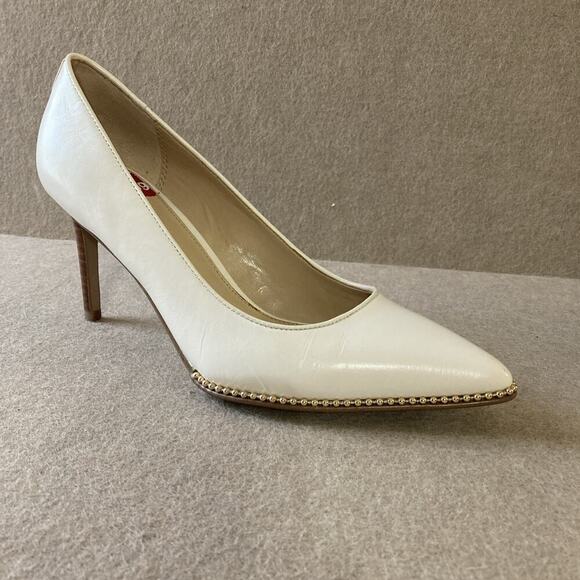 Coach Vonna High Heel Shoe Women’s Sz 7 Chalk Pump Beaded Point Toe - Picture 2 of 11